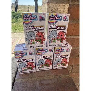 CARE BEARS MICRO TEENIE PLUSH SET OF 5 CHRISTMAS 3 INCHES Tall NEW